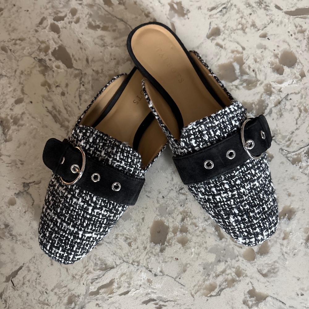 Talbots Stella Buckle Boucle Flat Mules Shoes Size 8 GS5
